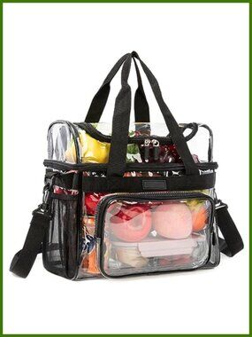 Heavy Duty Clear Lunch Tote Crossbody Travel Makeup Box Stadium Bag